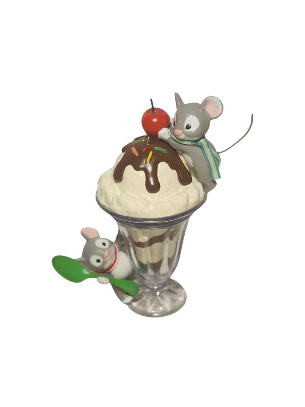 Cute Gray Mouse Ice Cream Sundae Toy Ornament Hallamark Sundae